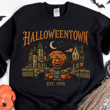 Halloweentown Dark Sweatshirt, Vintage Spooky Village Shirt, Retro Haunted House Pumpkin Fall Tee 685623