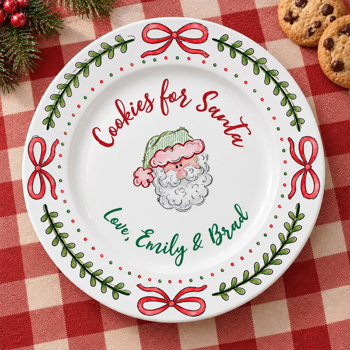 Personalized Cookies for Santa Ceramic Plate, Custom Names Christmas Eve Cookie Tray, Holiday Gift 686784 WFD