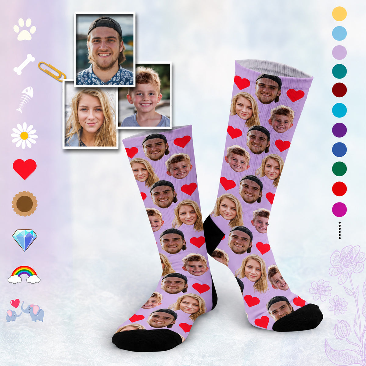 Custom Face Socks, Personalized Photo & Pet Socks, Funny Family Christmas Gift, Pet Lover Gift 686262 WFD