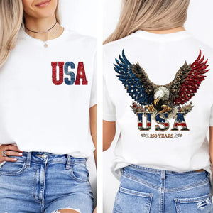 USA 250 Years Patriotic Bright Shirt | Eagle 4th of July Independence Day Pocket & Back Shirt 684511
