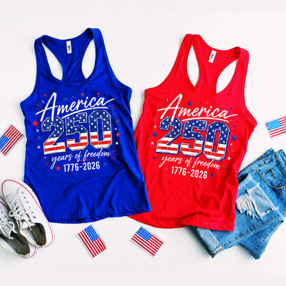 250 Years Anniversary 4th of July Racerback Tank Top, 250 Years of Freedom Tank Shirt, USA 1776–2026 Shirt 685276 WFD