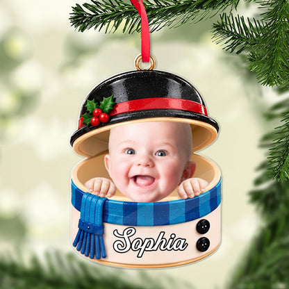 Custom Baby Face Dumpling Squishy Acrylic Ornament, Personalized Name Kids Christmas Gift 686355