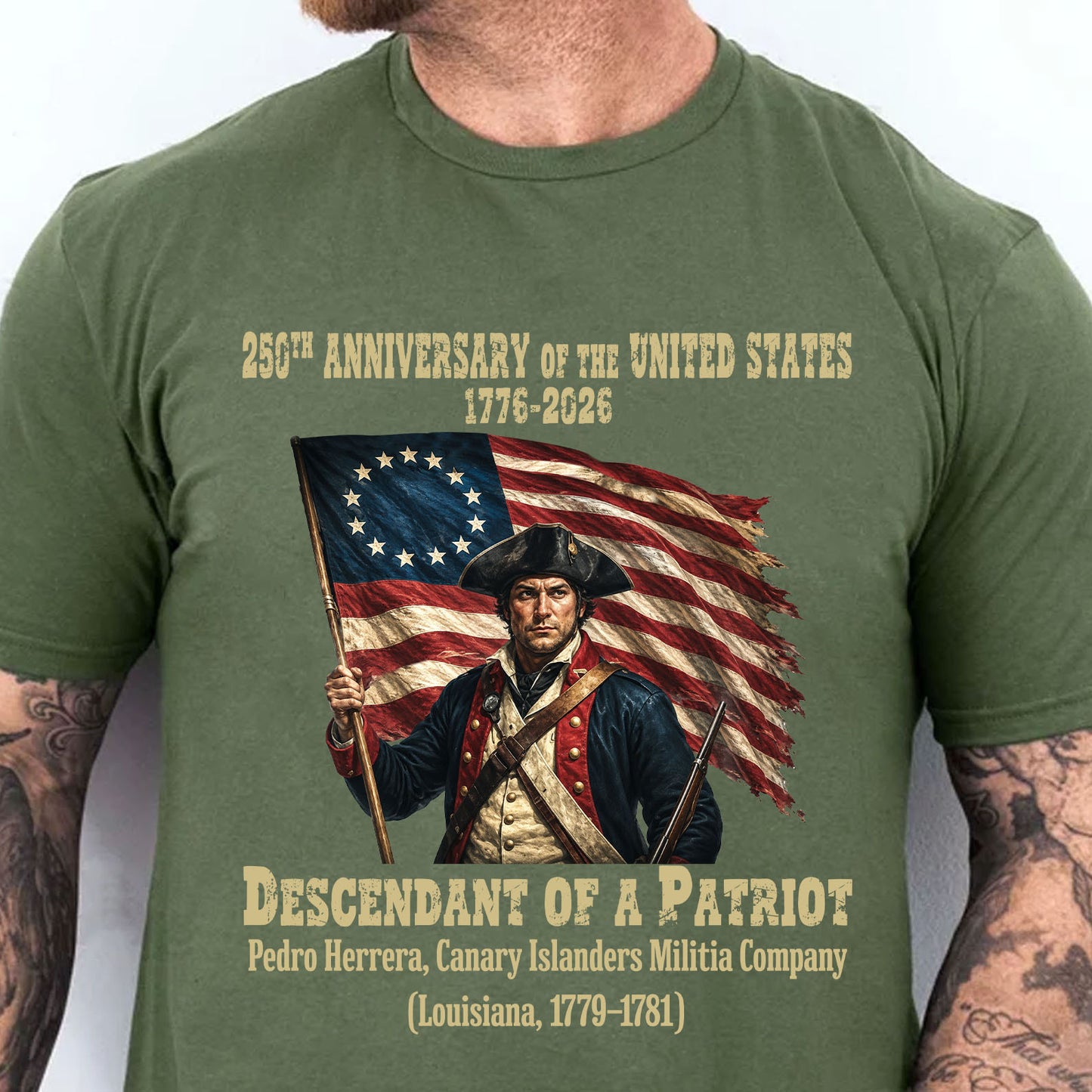 Personalized Descendant of a Patriot Shirt, Custom USA 250 Years Anniversary Patriotic Tee 685007