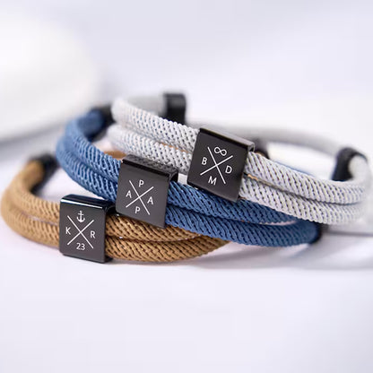 Personalized Adjustable Sliding Knot Rope Bracelet for Dad, Custom Engraved Bracelet, Father’s Day Gift for Him 685024