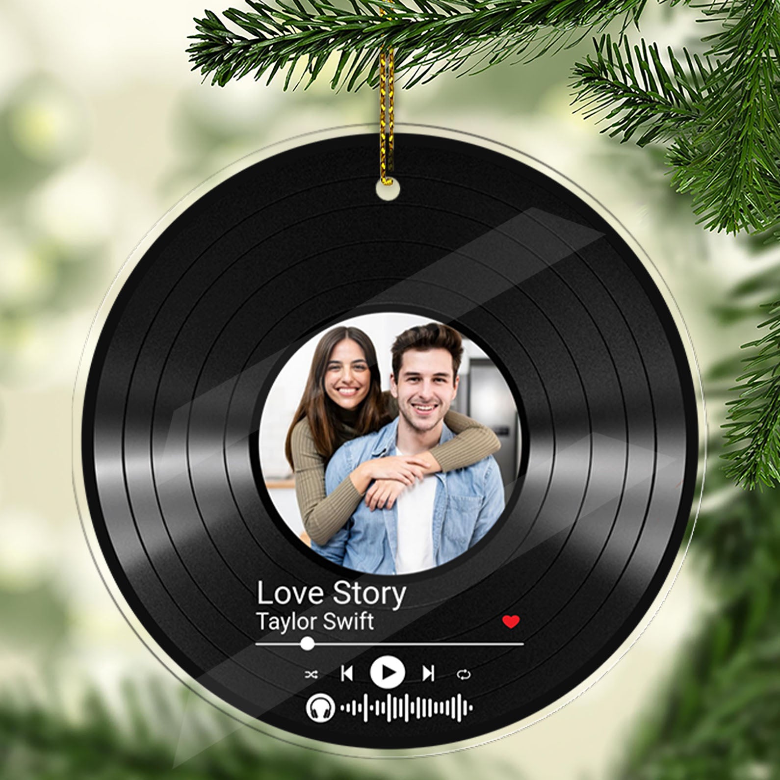 Custom Song Photo Acrylic Ornament | Couple Song Ornament | Photo Upload Christmas Ornament 683482