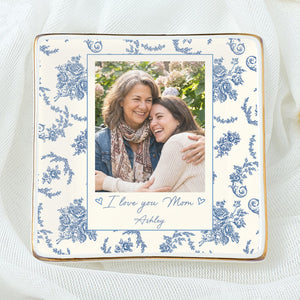 Custom Photo Jewelry Dish for Mom | Personalized Toile De Jouy Trinket Tray | Mother's Day Gift 684588