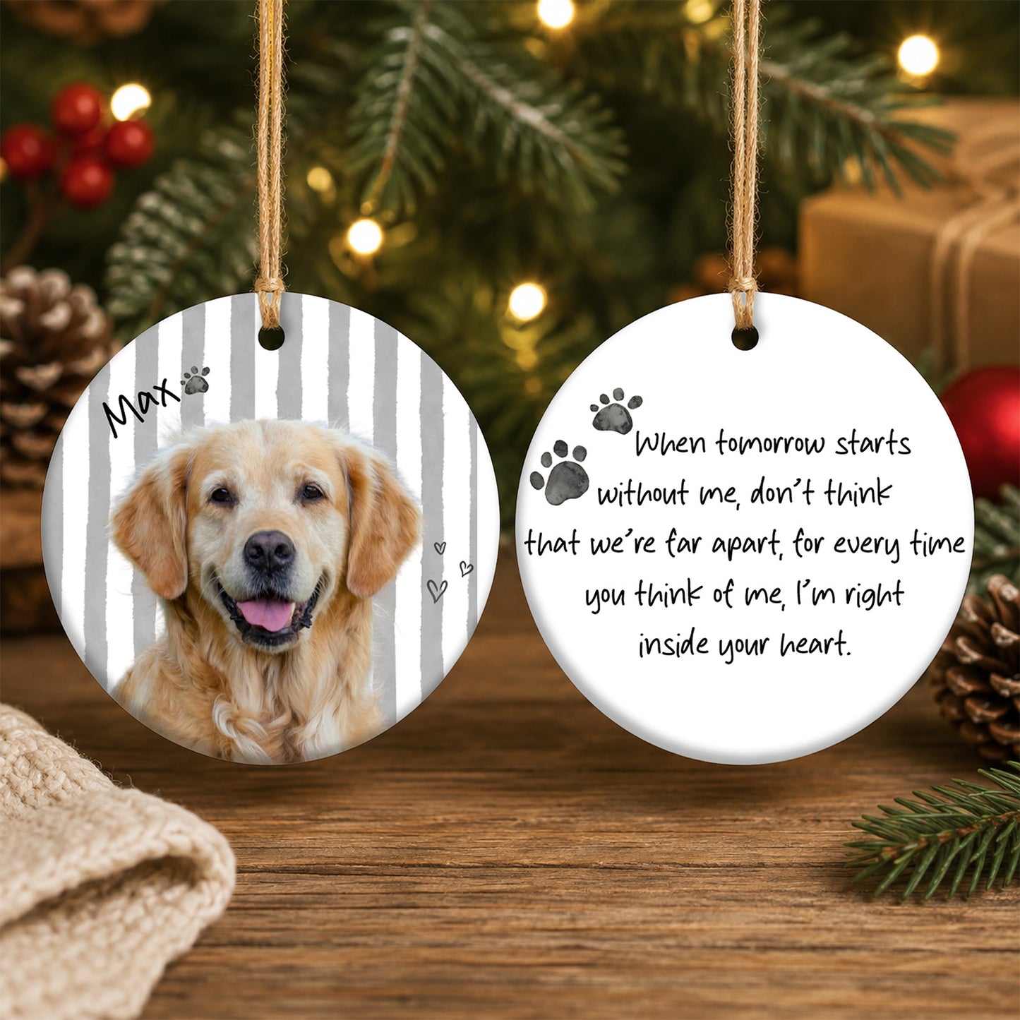 Personalized Pet Memorial Ceramic Ornament, Custom Photo Dog Cat Ornament, Pet Loss Gift 685930