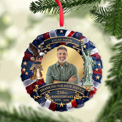 Custom Photo Military Acrylic Ornament, Thank You for Your Service, USA 250th Anniversary Christmas Gift 685904