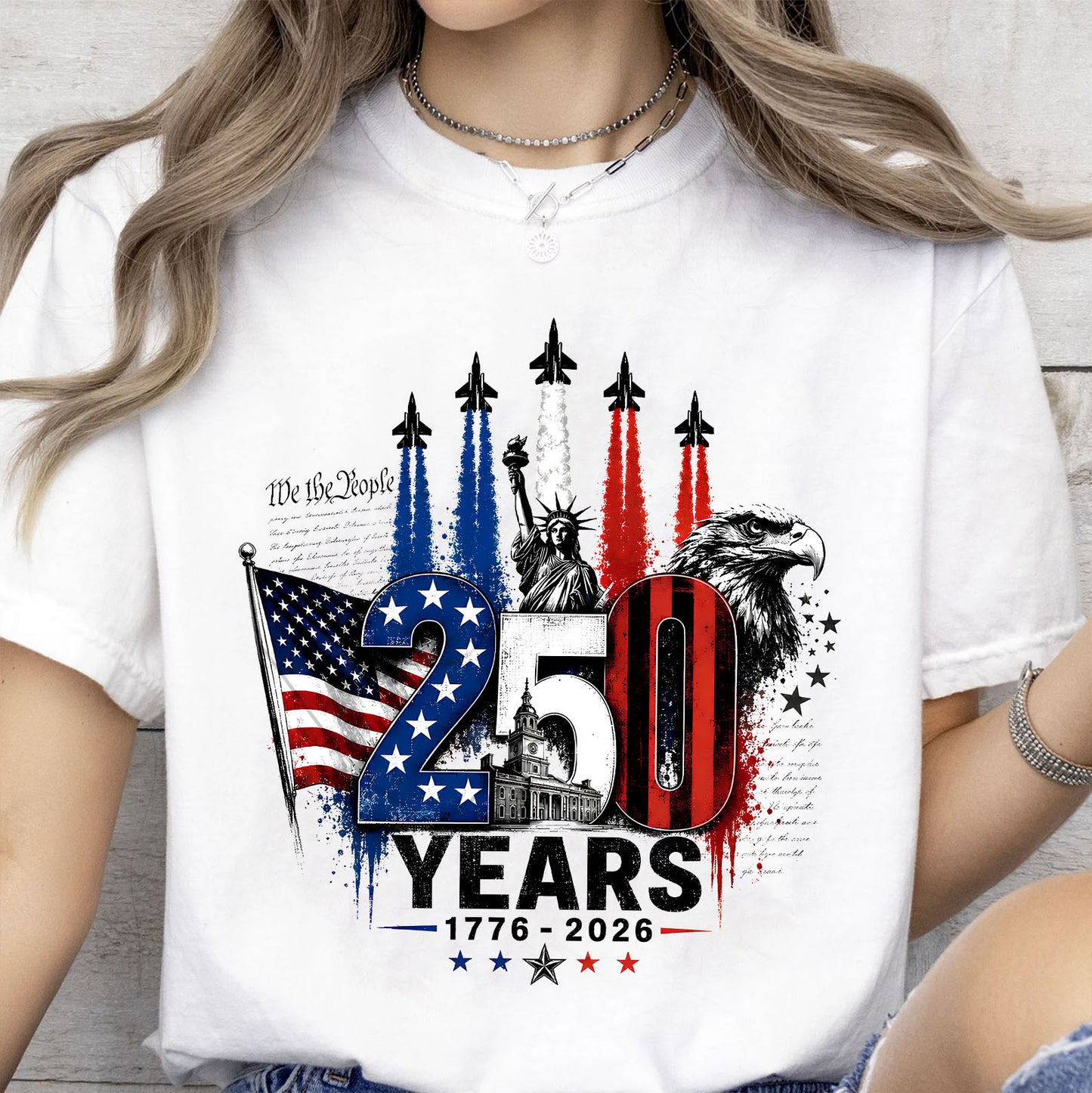USA 250 Years Anniversary Shirt, Patriotic Jet Fighter Tee, 1776-2026 4th of July Shirt 685156