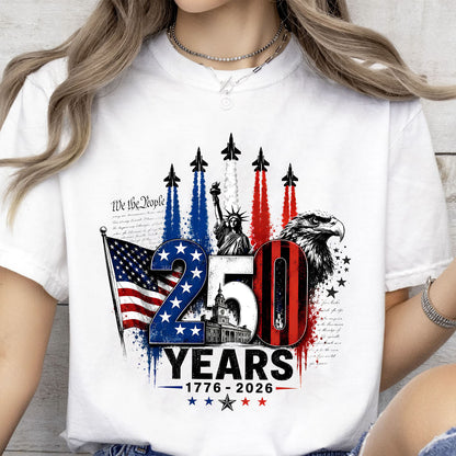 USA 250 Years Anniversary Shirt, Patriotic Jet Fighter Tee, 1776-2026 4th of July Shirt 685156