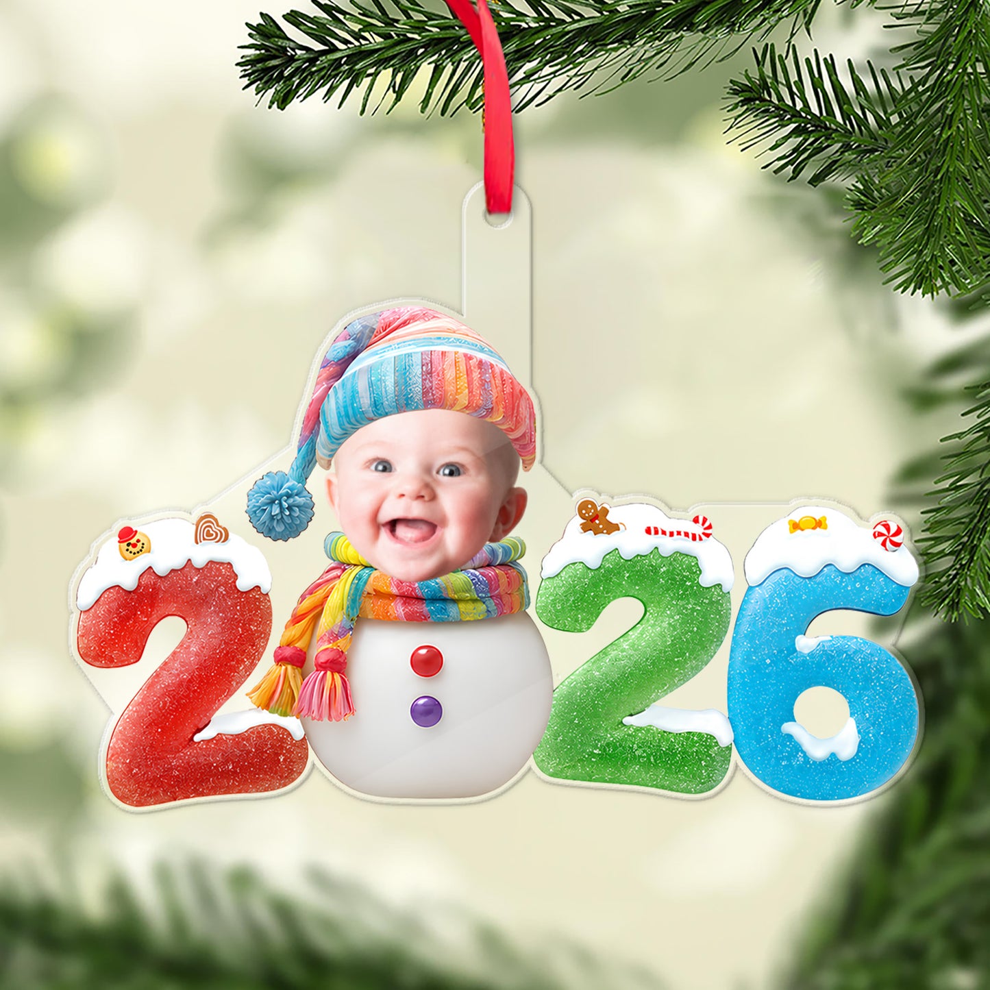 Custom Photo Baby First Christmas 2026 Acrylic Ornament, Personalized Baby Christmas Keepsake Gift 685769