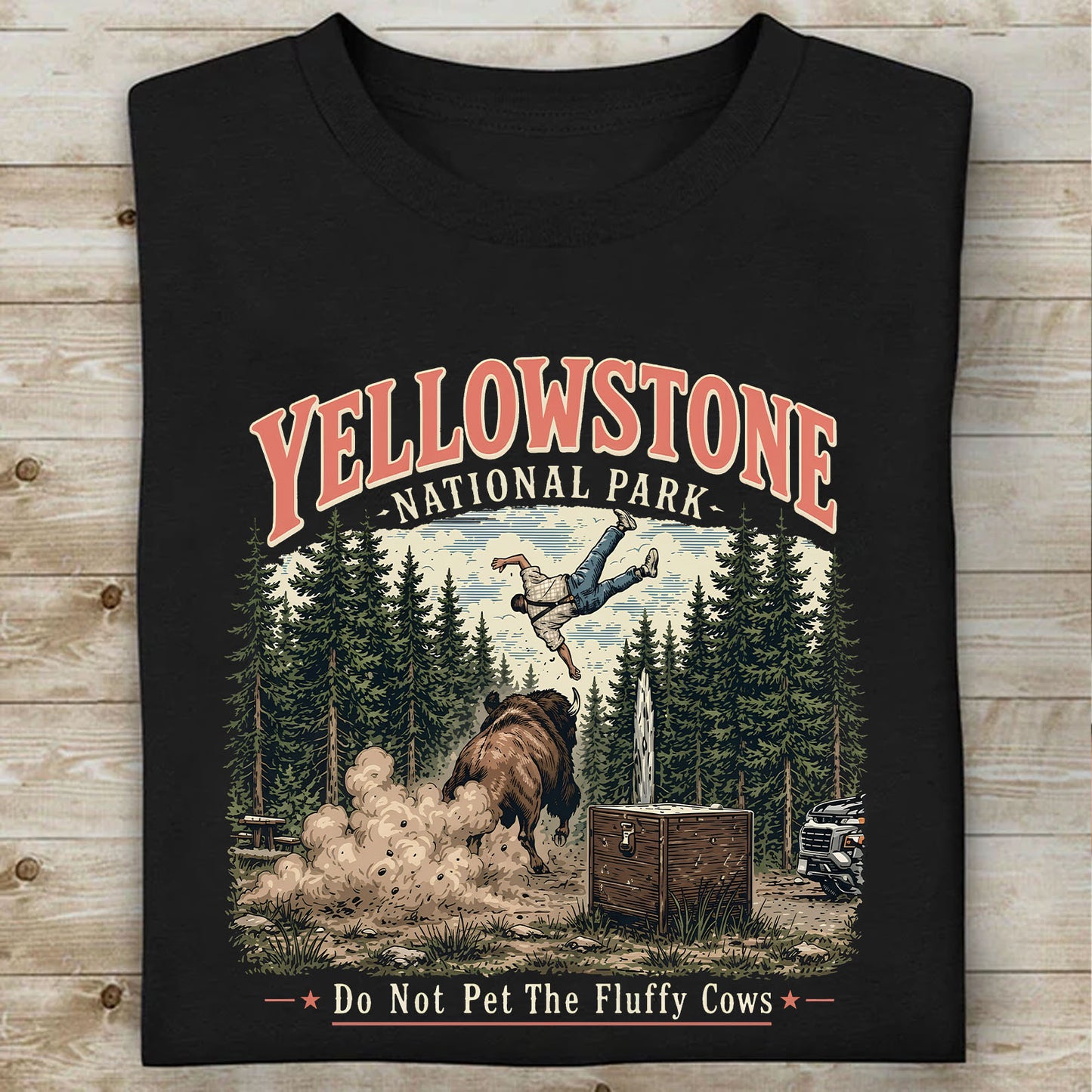 Do Not Pet The Fluffy Cows Dark Shirt, Yellowstone National Park T-Shirt, Funny Bison Wildlife Graphic Tee 685648