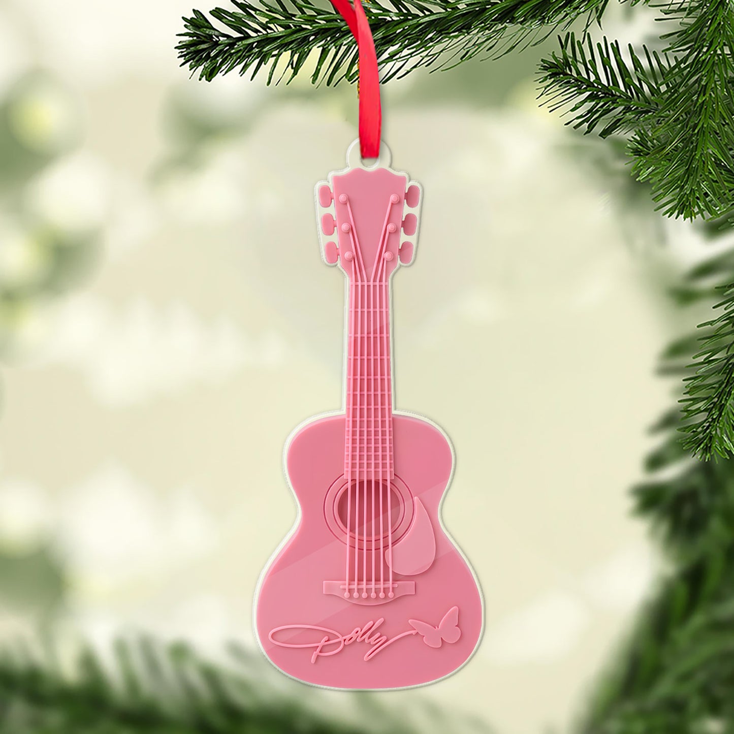 Dolly Parton Pink Guitar Acrylic Ornament, Country Music Christmas Ornament, Dolly Fan Memorial Gift 686182