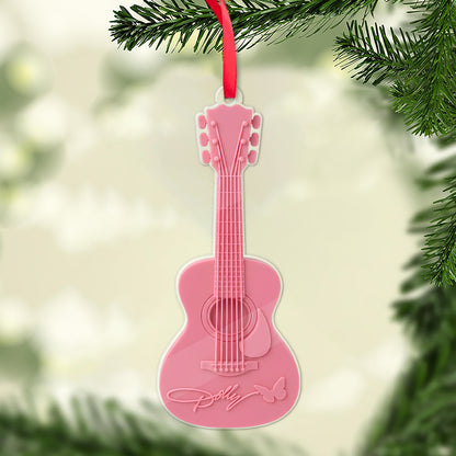 Dolly Parton Pink Guitar Acrylic Ornament, Country Music Christmas Ornament, Dolly Fan Memorial Gift 686182