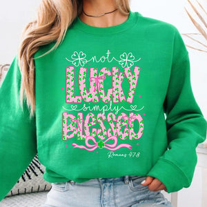 Not Lucky Simply Blessed St. Patrick’s Day Sweatshirt, Coquette Retro St. Patrick’s Day Tee, Irish Green Shirt 684199