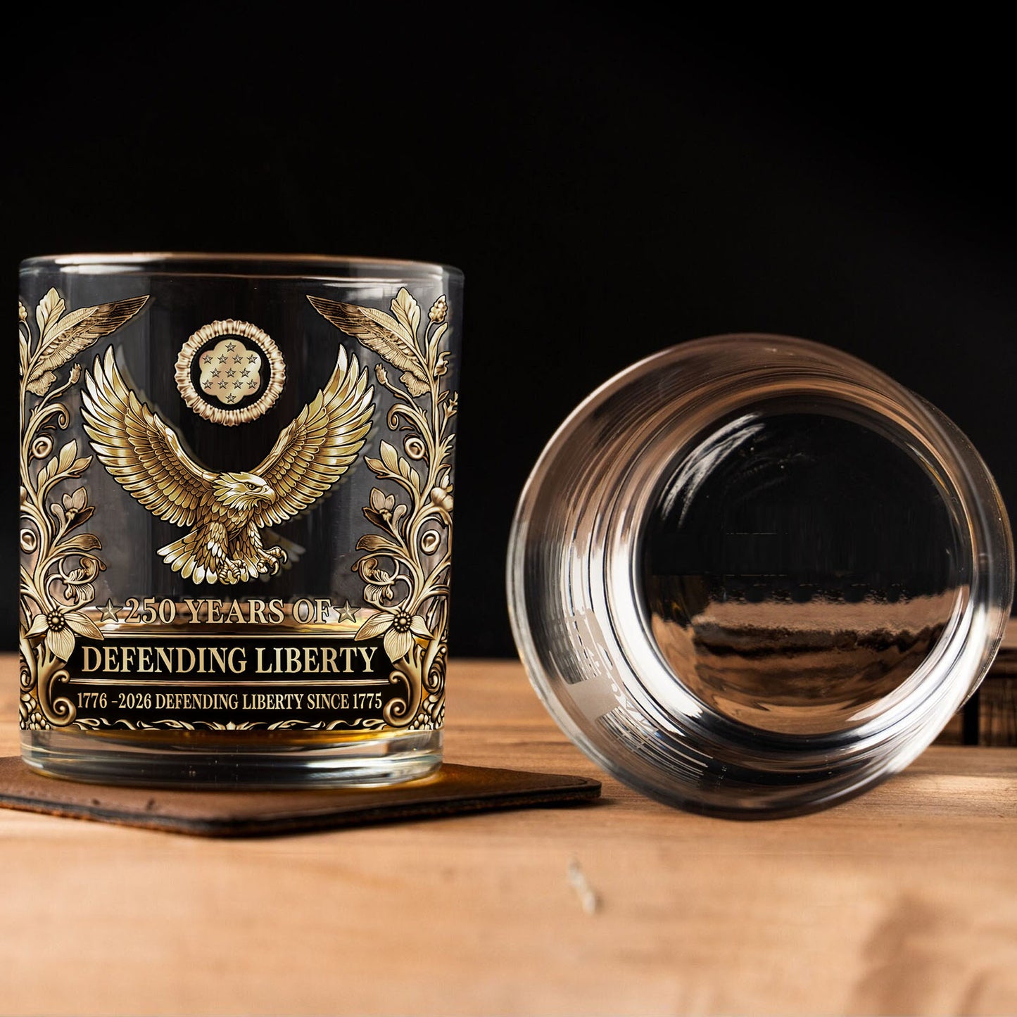 250 Years of Defending Whiskey Glass | Patriotic 1776–2026 Whiskey Glass 684249