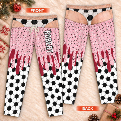 Personalized Ice Cream Drip Sports Pajama Pants, Custom Name Fake Underwear Lounge Pants, Sports Fan Gift 686602 WFD