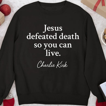 Jesus Defeated Death Charlie Kirk Shirt | Charlie Kirk Red Shirt | We Wear Red Charlie Kirk Birthday October 14 | Red Freedom Shirt 683091
