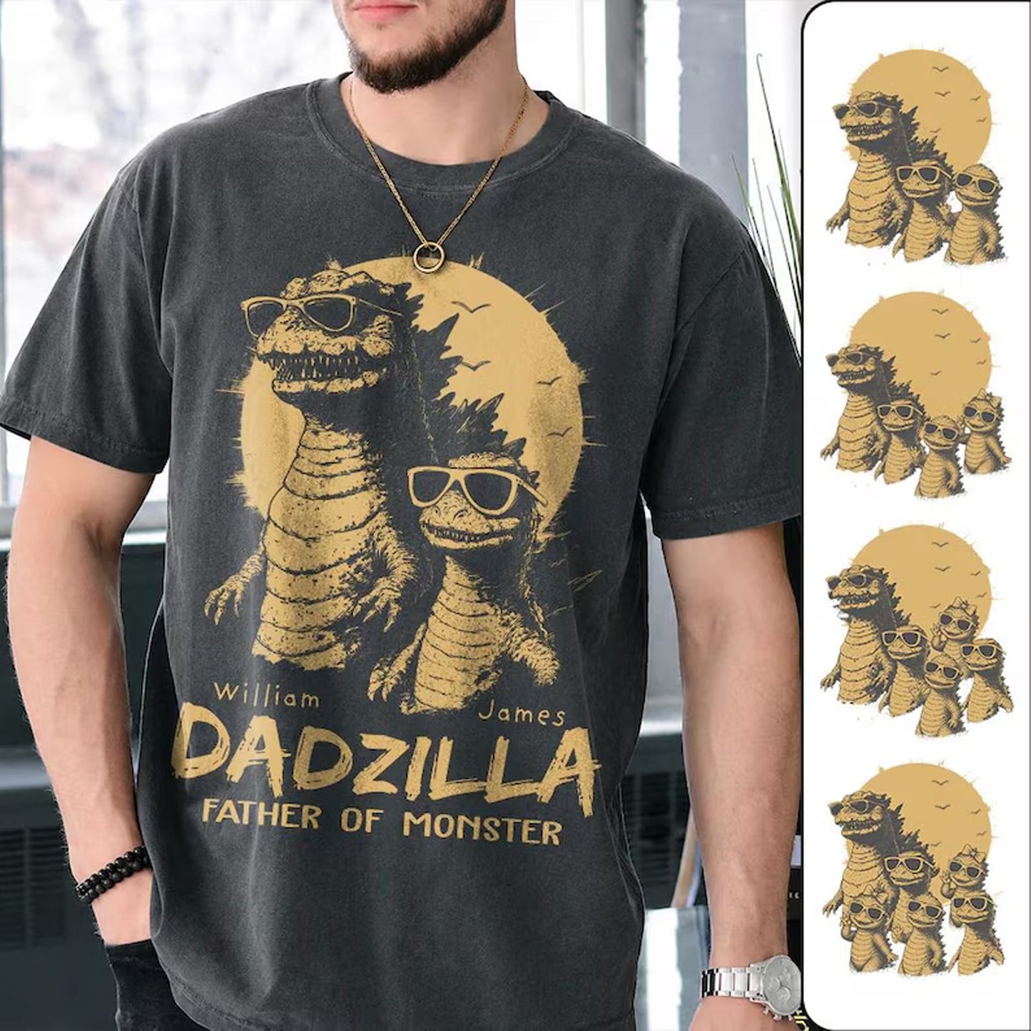 Personalized Dadzilla Dinosaur Shirt, Funny Father Of Monsters Dad Tee, Father’s Day Gift For Daddy Papa 685108 WFD