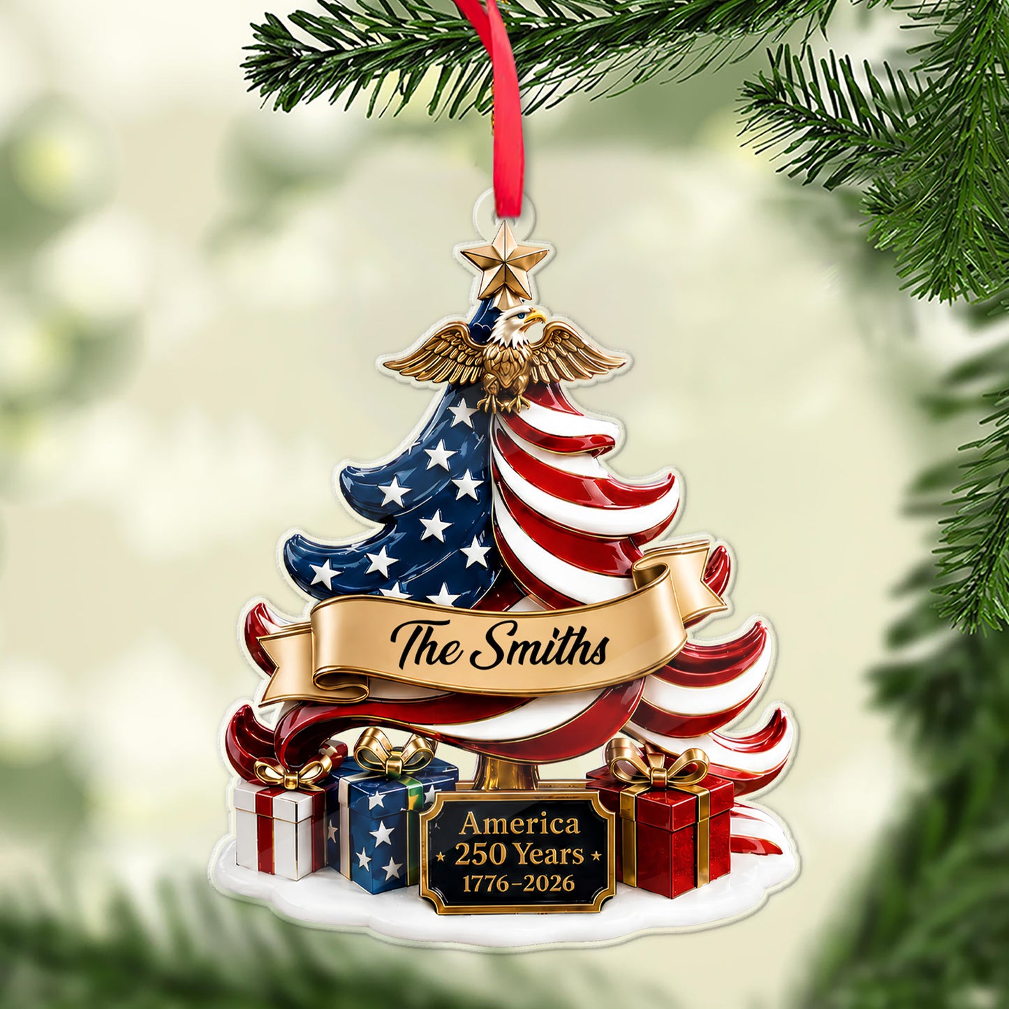 Personalized 250 Years of America 1776–2026 Acrylic Ornament, Patriotic USA Christmas Decor 685761