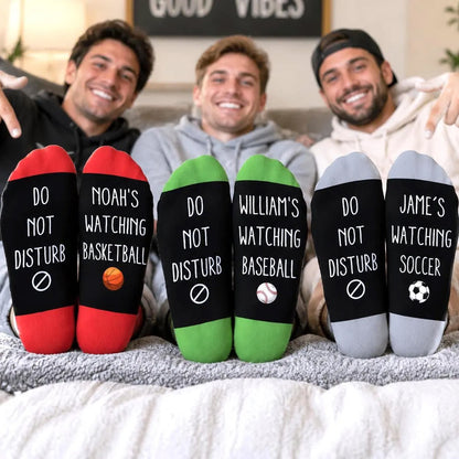 Personalized Do Not Disturb Sports Socks, Custom Name Football Soccer Baseball Gift for Men 686433 WFD