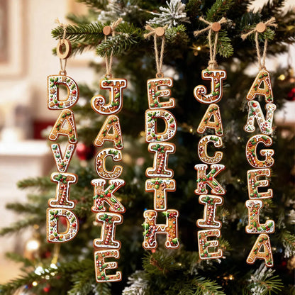 Personalized Gingerbread Name Wooden Ornament, Custom Name Initial Christmas Ornament Gift 686287 WFD