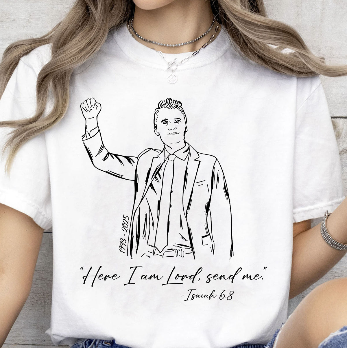Here I am Lord Send Me Isaiah Charlie Kirk Shirt | Justice Charlie Kirk Memorial Shirt 683095