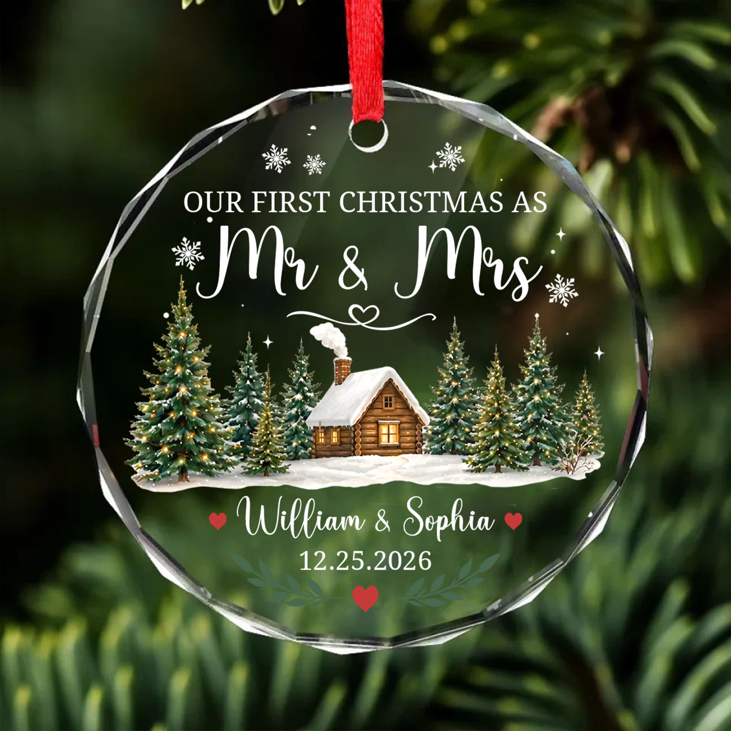 Personalized First Christmas Married Glass Ornament, Custom Mr & Mrs Christmas Keepsake, Wedding Gift for Couple 685940