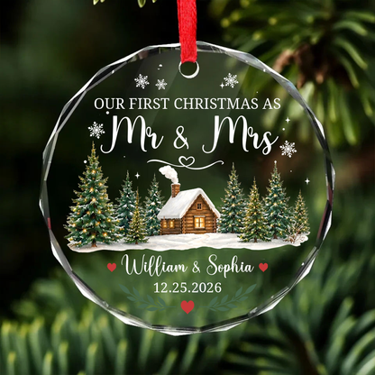 Personalized First Christmas Married Glass Ornament, Custom Mr & Mrs Christmas Keepsake, Wedding Gift for Couple 685940