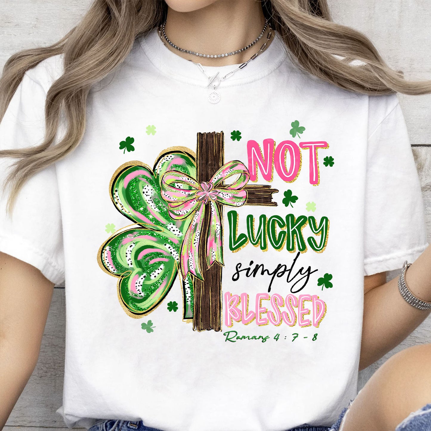 Not Lucky Simply Blessed St. Patrick’s Day Sweatshirt | Shamrock Cross Christian Tee 684391