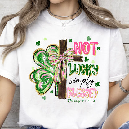 Not Lucky Simply Blessed St. Patrick’s Day Sweatshirt | Shamrock Cross Christian Tee 684391