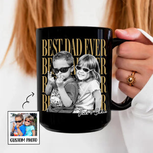 Custom Vintage Photo Dad Black Mug, Personalized Coffee Mug for Dad Husband, Father’s Day Gift 685145