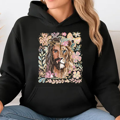 Lion of Judah Shirt, Floral Christian Shirt, Boho Faith Tee, Trendy Religious Women's T-Shirt 685697