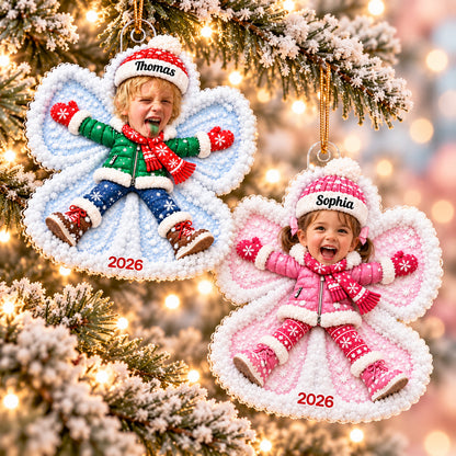 Personalized Snow Angel Acrylic Ornament, Custom Photo & Name Christmas Ornament, Gift for Son Daughter 686934 WFD