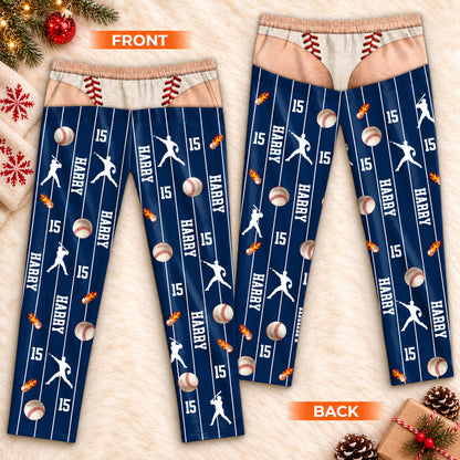Personalized Sports Pajama Pants for Men, Custom Name & Number Funny Fake Underwear Lounge Pants 686601 WFD