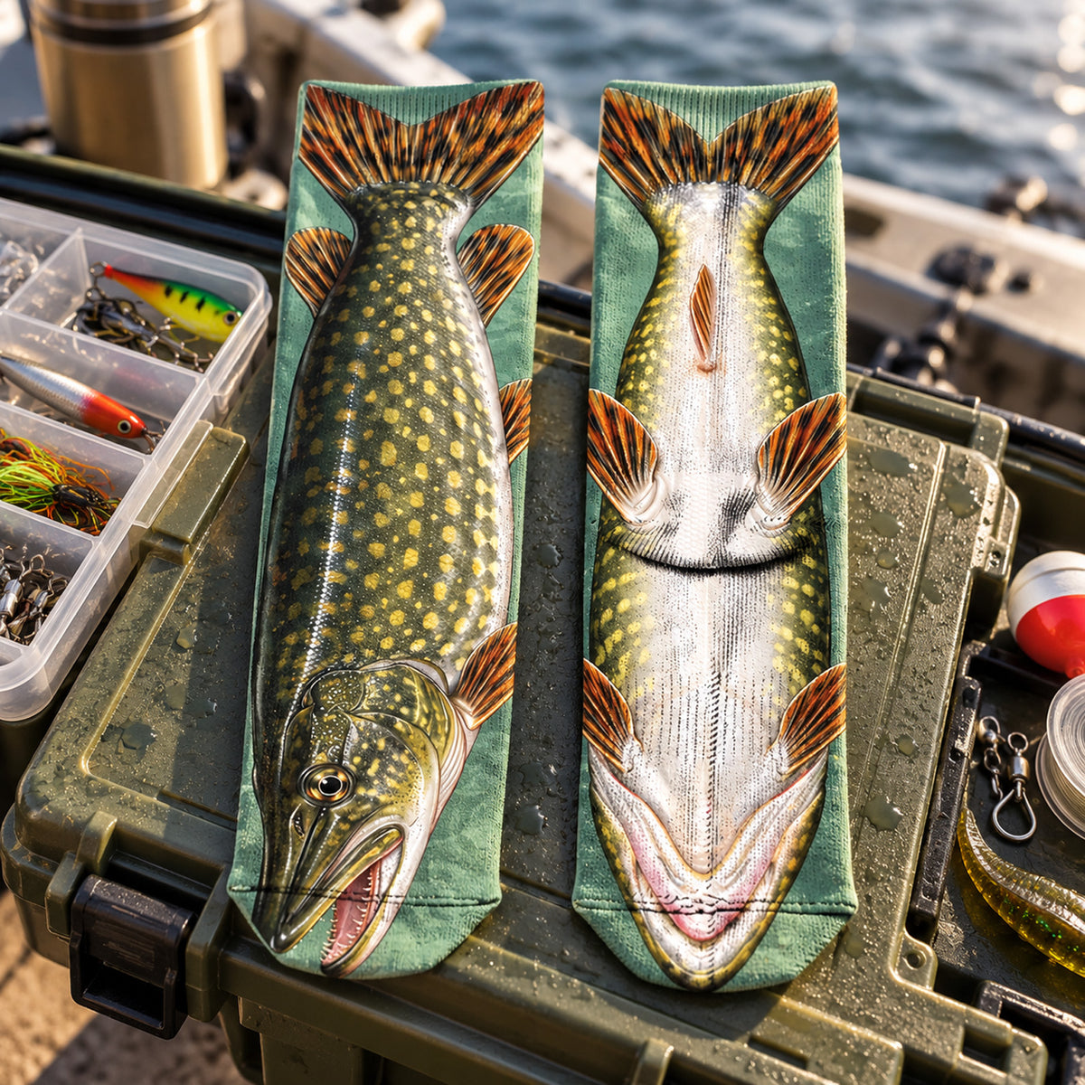 Personalized Big Catch Fishing Socks, Custom Name Fish Print Socks, Funny Fisherman Gift 686757 WFD