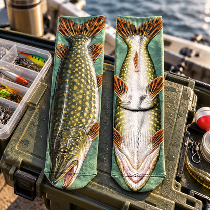 Personalized Big Catch Fishing Socks, Custom Name Fish Print Socks, Funny Fisherman Gift 686757 WFD