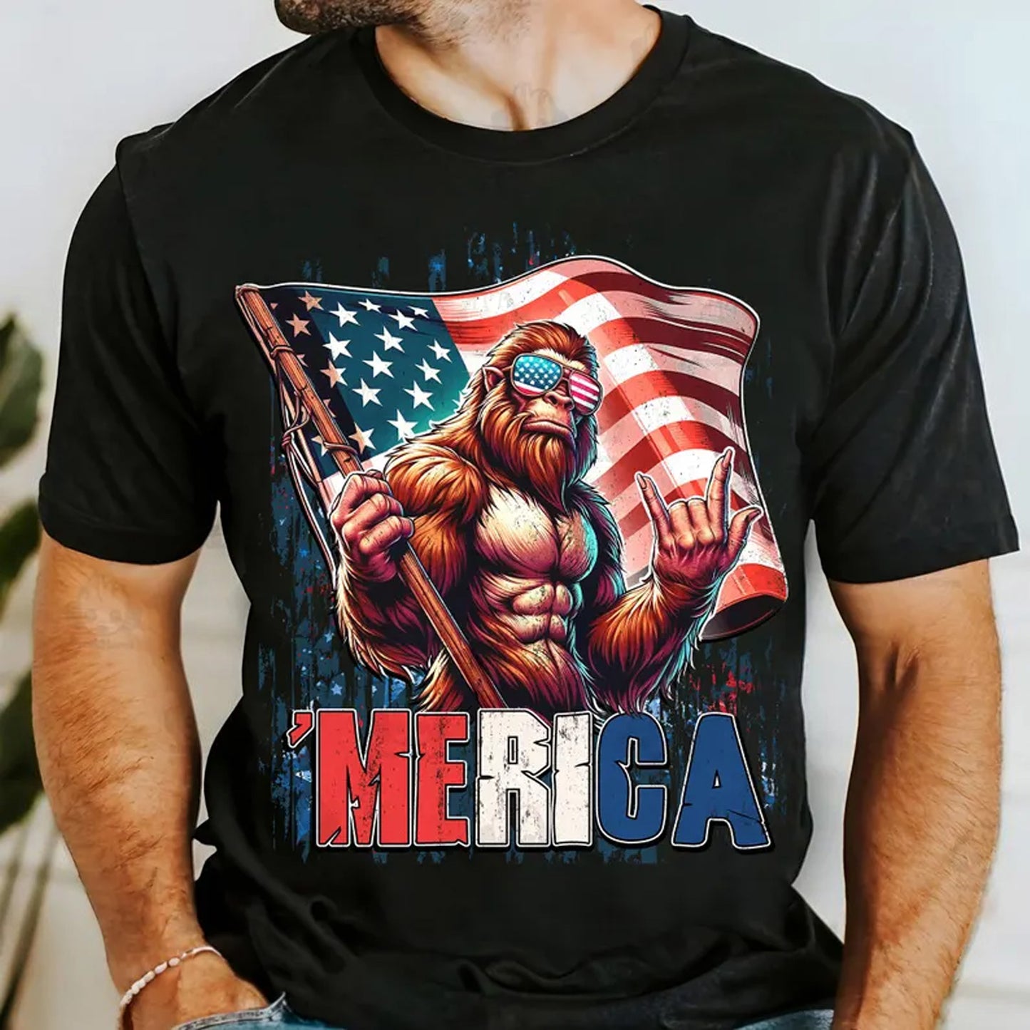 250 Years Bigfoot Shirt, Funny Patriotic Sasquatch 4th of July Tee, American Flag USA Shirt 685193 WFD