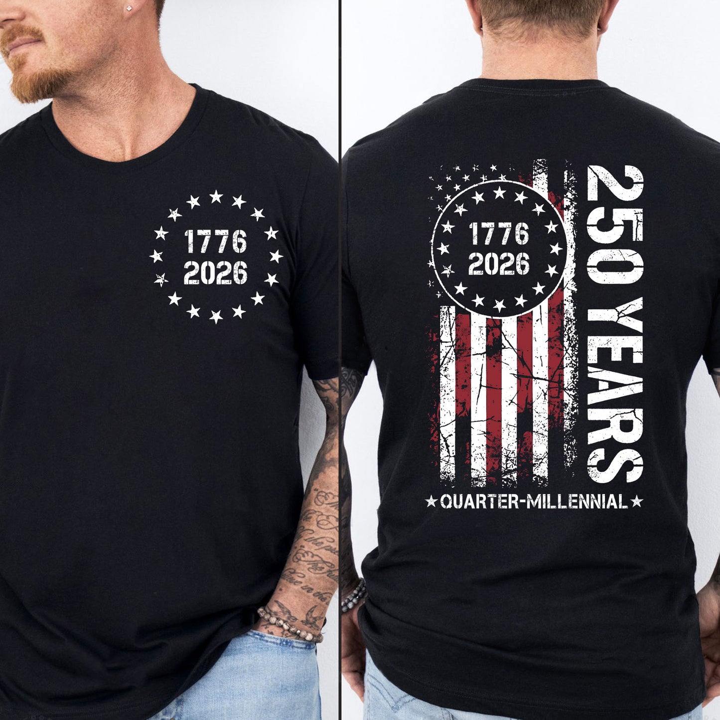 250 Years Anniversary Shirt, 1776–2026 USA T-Shirt, Patriotic American Flag Shirt, 4th of July Pocket & Back Shirt 684079