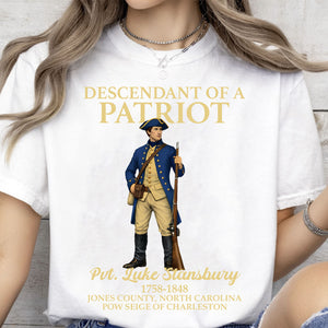 Custom Name Descendant of a Patriot Bright Shirt | Personalized DAR SAR Sweatshirt | Patriotic Tee 684383