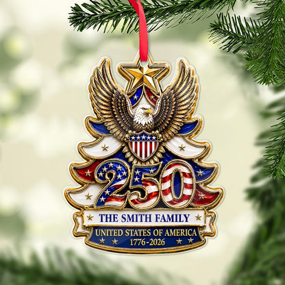 Personalized USA 250th Anniversary Acrylic Ornament, 1776-2026 Patriotic Eagle Christmas Decor 685880