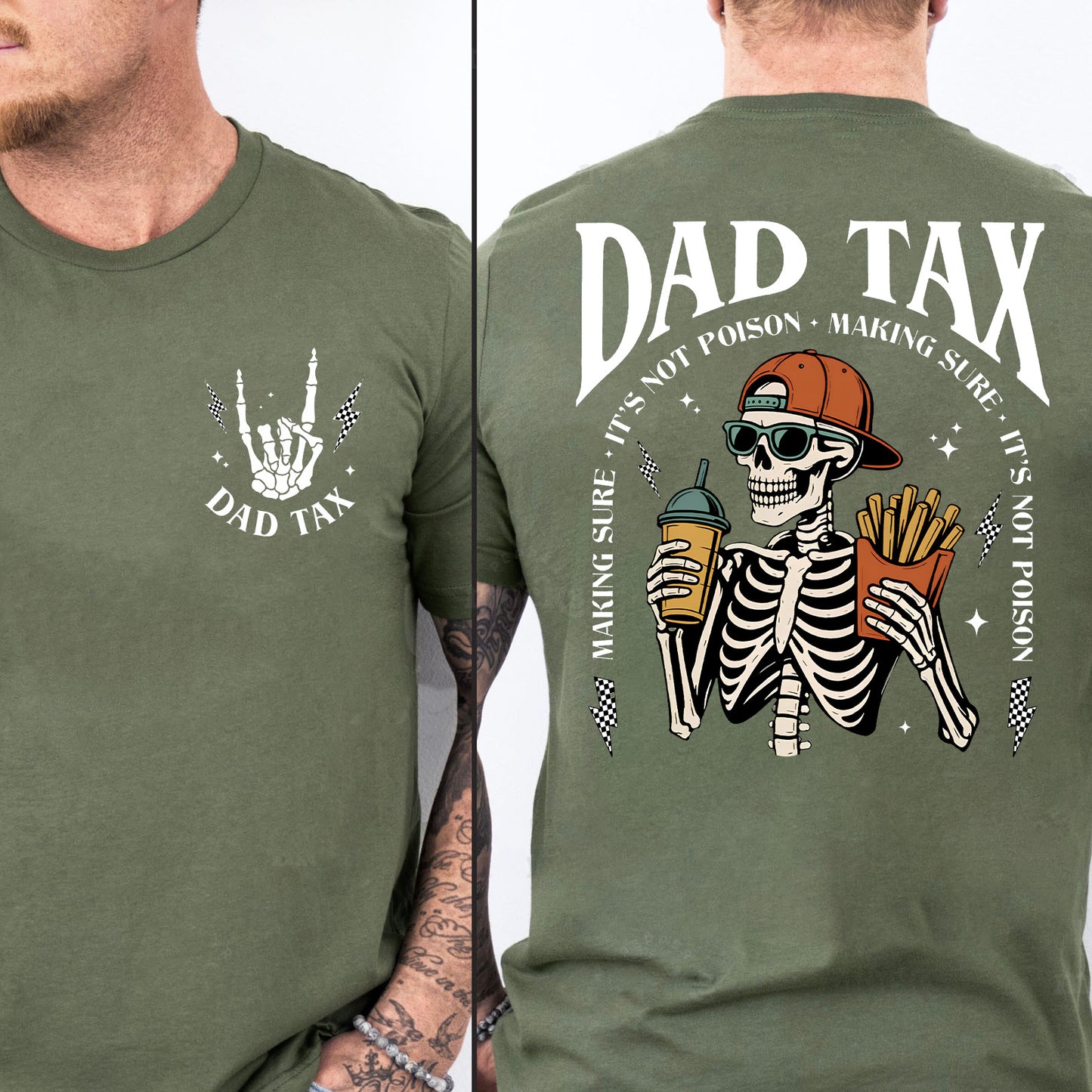 Funny Dad Tax Pocket & Back Shirt, Skeleton Dad Graphic Tee, Funny Father’s Day Gift For Dad 685091