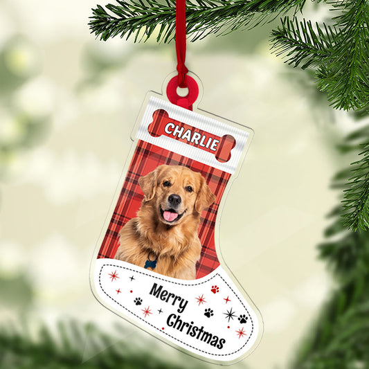 Christmas Dog Cat Photo Acrylic Ornament | Personalized Custom Name Pet Photo Ornament 683616