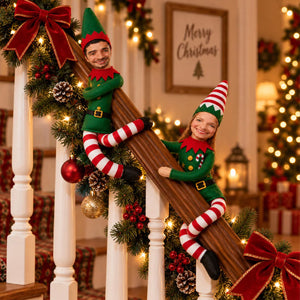 Personalized Photo Face Poseable Christmas Elf Doll, Custom Mini Plush Elf with Optional Cube Toy 686693 WFD