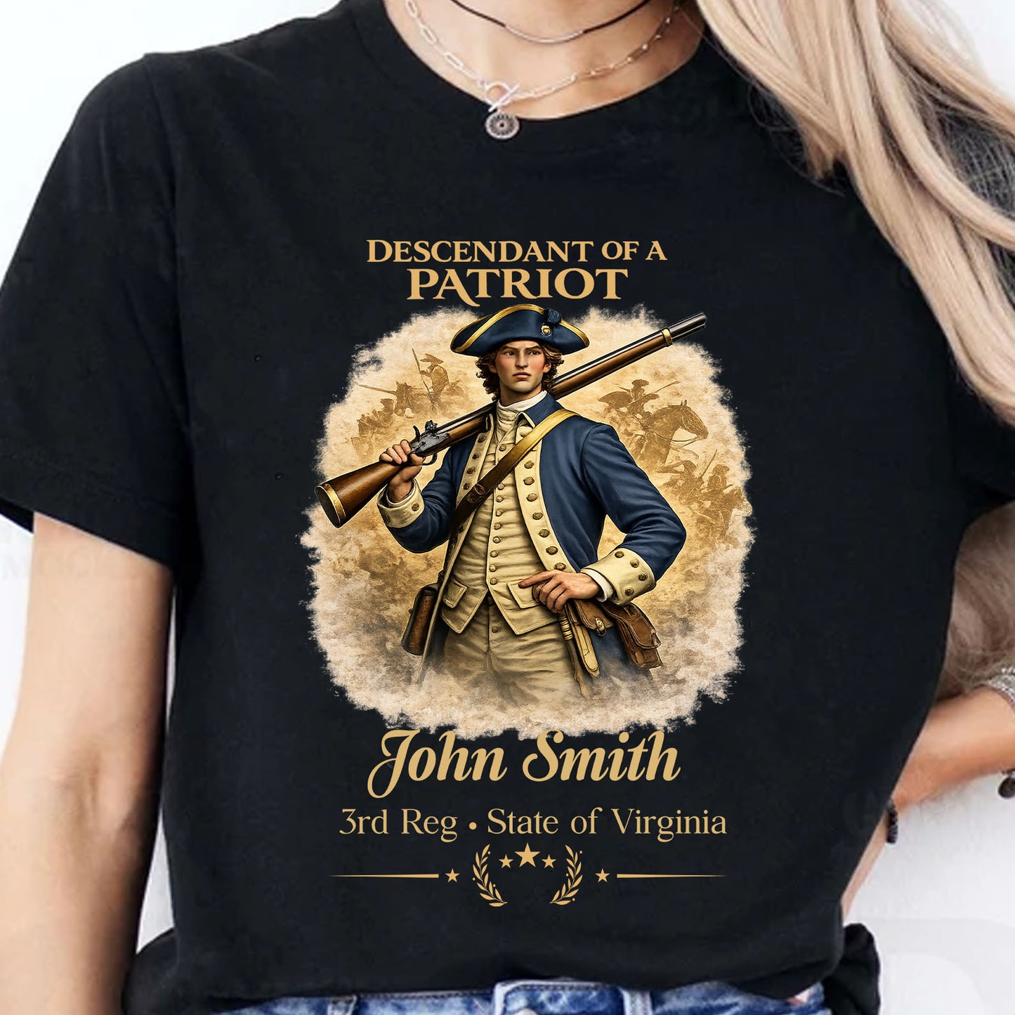 Personalized Descendant of a Patriot Dark Shirt, Custom Name 250 Years 1776–2026 Patriotic Tee 684701