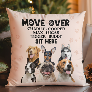 Custom Dog Photo Move Over Sit Here Pillow | Personalized Dog Cat Pet Photo Pillow | Gift for Dog Lovers 683622