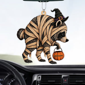 Personalized Mummy Raccoon Car Ornament, Funny Trick or Trash Halloween Ornament 685851
