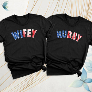 250 Years Wifey Hubby Matching Shirts, American Flag Couples Tee, 4th of July USA T-Shirt 685416