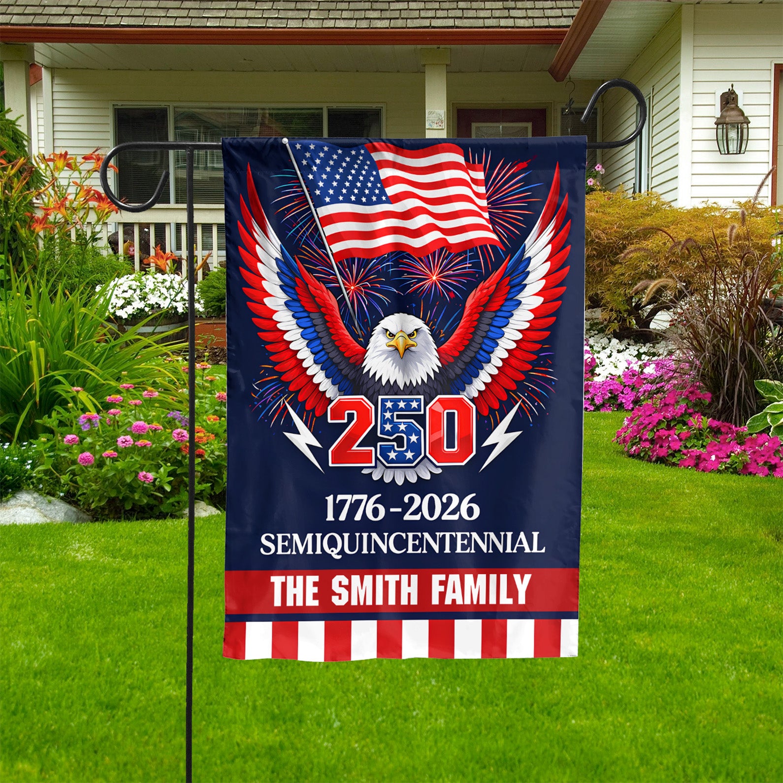 Personalized Family Name 250 Years Anniversary Garden Flag, Patriotic ...