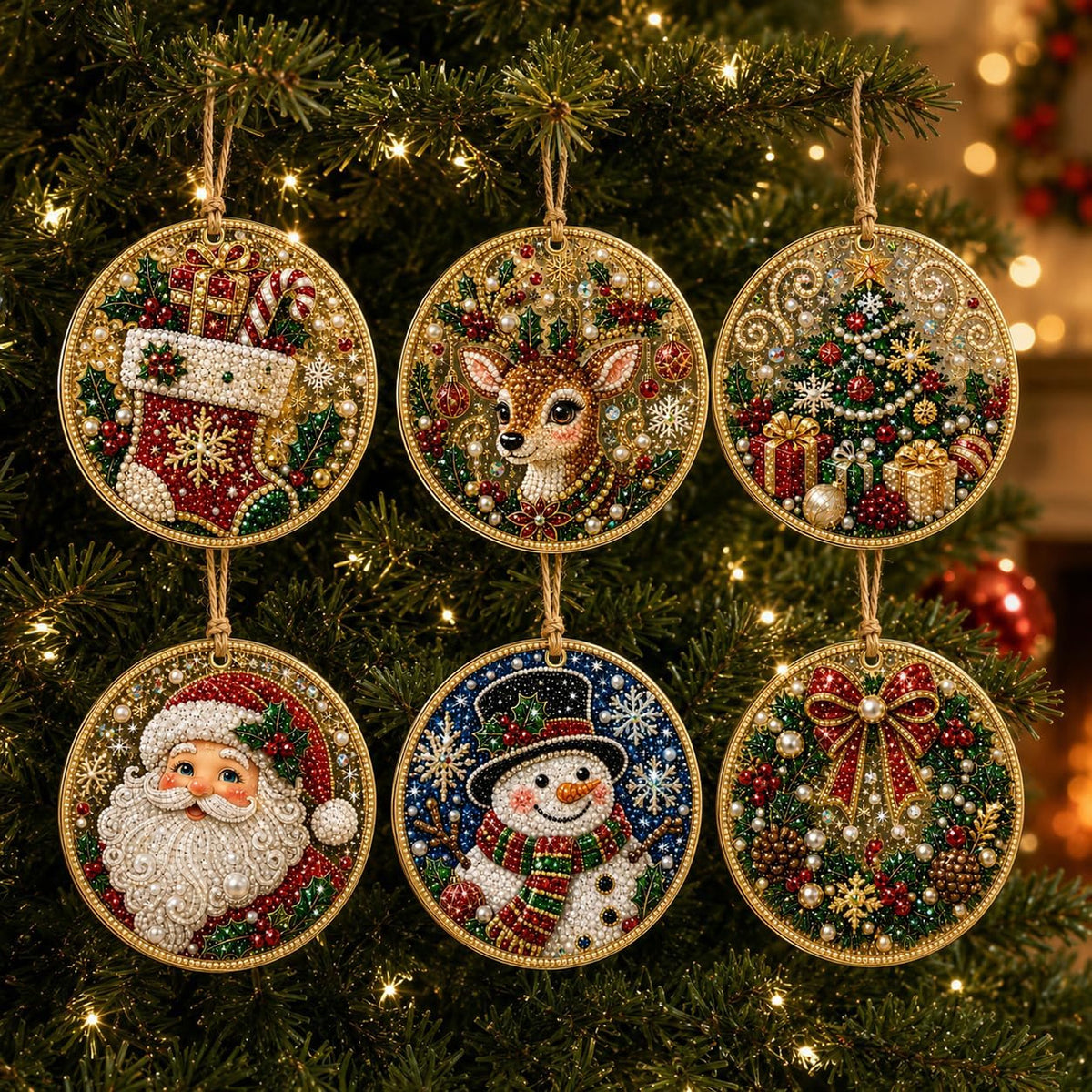 6PCS DIY Christmas Ornaments, Pearl Diamond Art Kits for Adults, Holiday Craft Christmas Decor 686438 WFD
